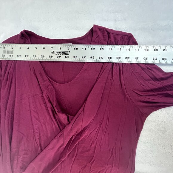 Cabi Womens Draped Cowl Neck Long Sleeve Tunic Top Large Burgundy Rayon #116 - Picture 6 of 8